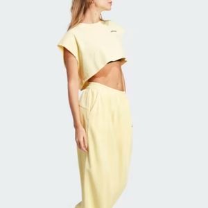 Adidas Originals Sporty 80"s vibe Muscle Crop Top Casual Loose Fit Yellow S